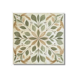 Neutral Green Beige Botanical Ceramic Tile Patterned Kitchen Backsplash Tile - Neutral Bathroom Tile With Leaves Ceramic Tile Free Shipping