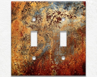 Metal Switch Plate Covers - Image Of Aged Copper - Patina Design - Home Decor Rustic Decor - Switch Plates And Outlet Covers - Free Shipping