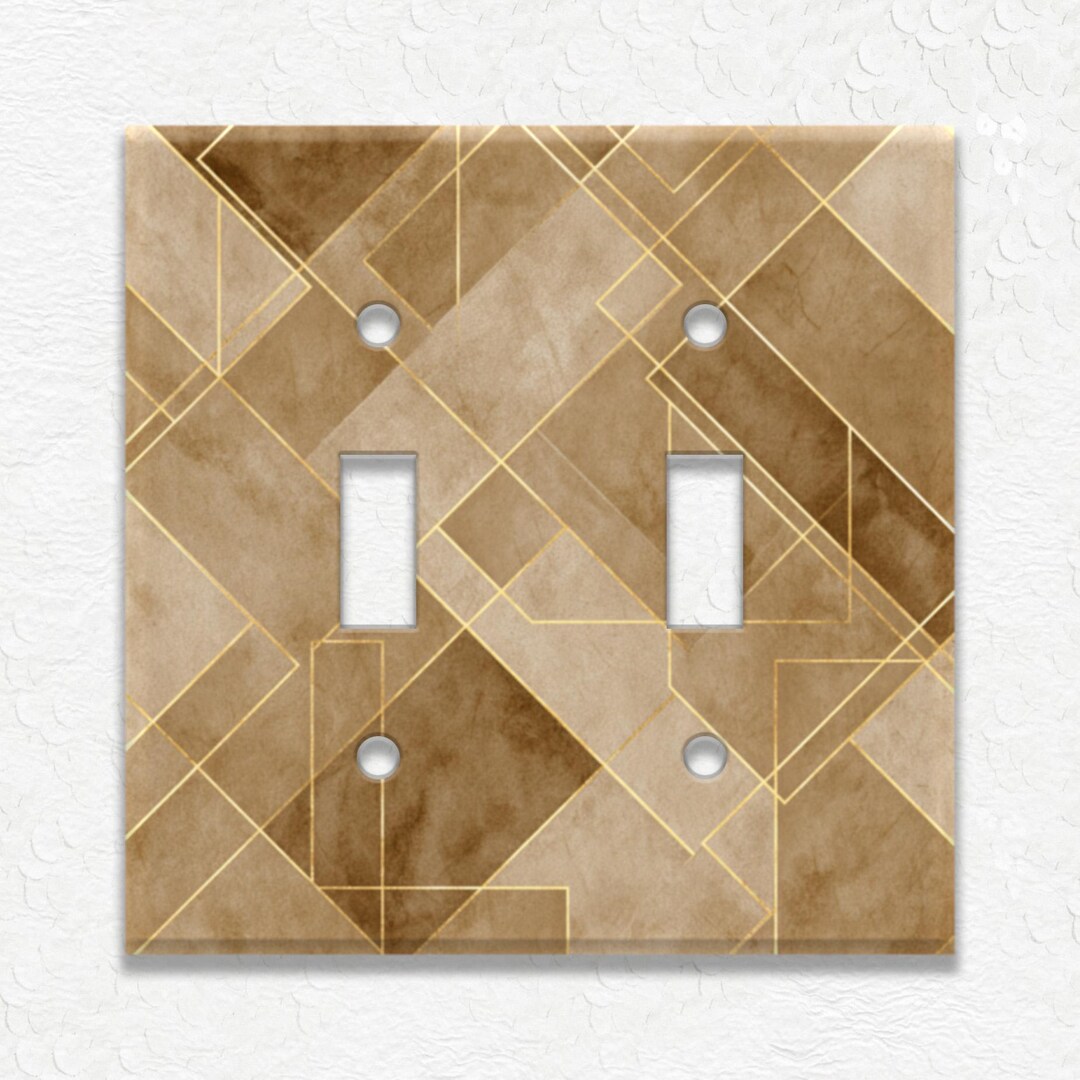 Abstract Art Geometric Design Metal Light Switch Covers and Outlet ...