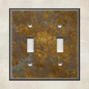 Metal Switch Plate Covers - Image Of Aged Copper Rustic Patina Design - Rustic Decor- Switch Plate Covers Outlet Covers - Free Shipping