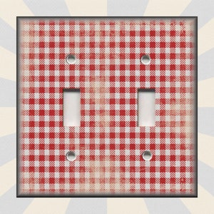 Rustic Gingham Red Tan Country Home Decor Metal Light Switch Covers - Switch Plates And Outlet Covers Wallplates Home Decor Switch Plates