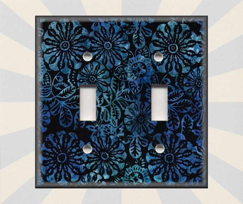 Metal Switch Plate Covers Batik Floral Pattern Dark Blue Etsy España