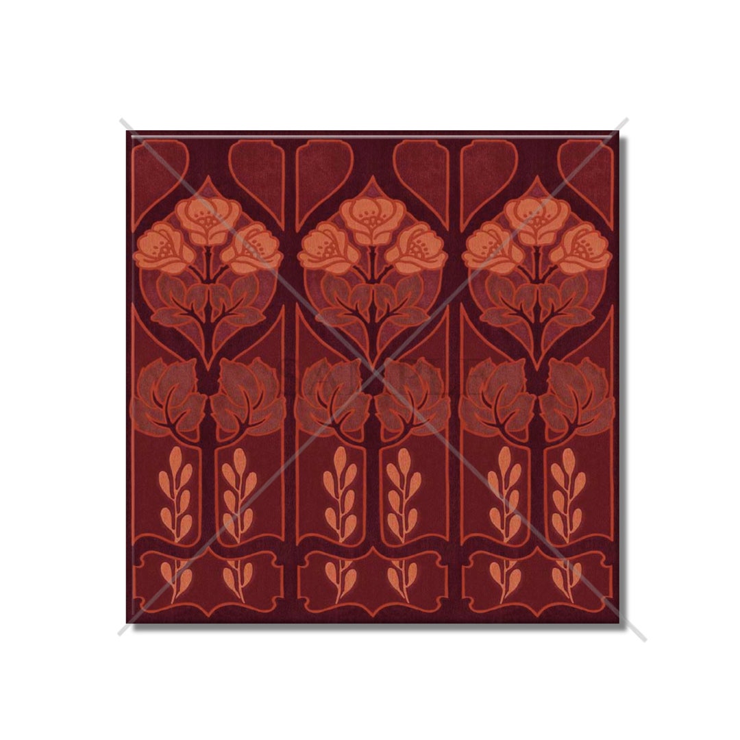 Vintage Art Nouveau Design Tile Red Ceramic Tile - William Morris ...