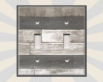 Cabin Decor Rustic Decor Shades Of Gray Wood Design - Metal Light Switch Plate Cover - Switch Plates And Outlets - Free Shipping