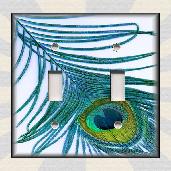 Metal Light Switch Plate Cover - Peacock Feather Home Decor Blue Green Peacock Home Decor - Switch Plates Outlet Covers - Free Shipping