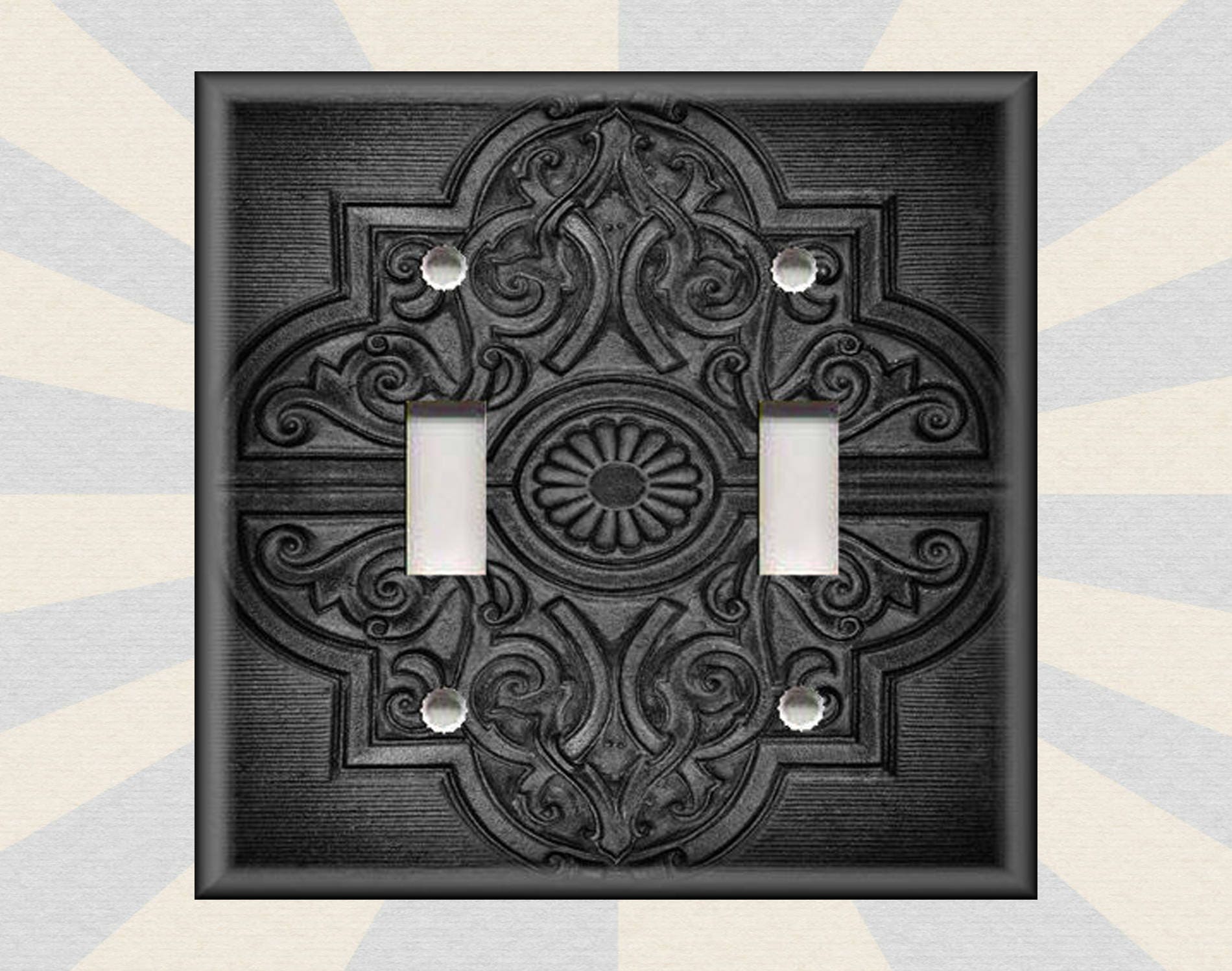Metal Light Switch Covers Rustic Medallion Design Home Decor Etsy