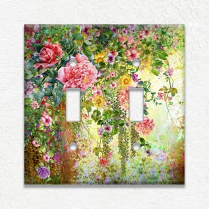 Flower Garden Design Switch Plate - Floral Home Decor - Light Switch Covers And Outlet Covers - Metal Light Switch Free Shipping
