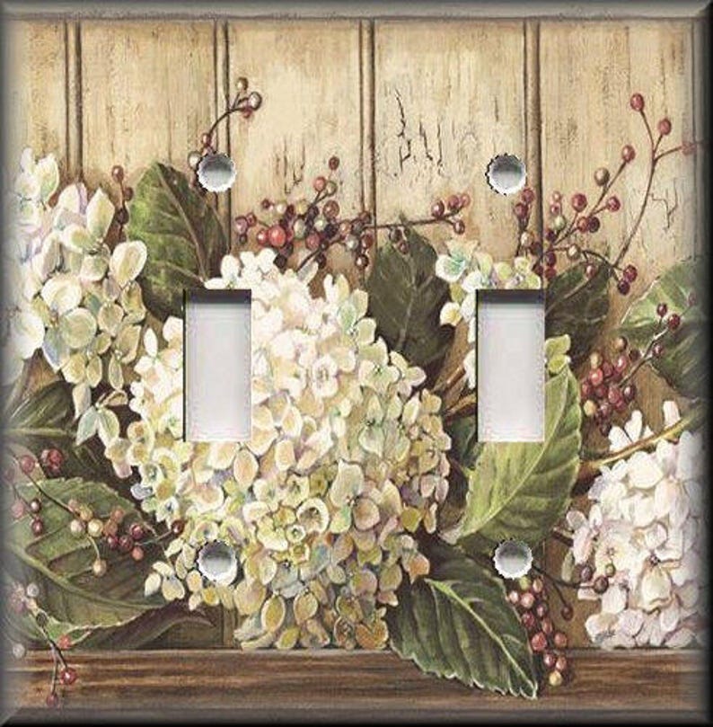 Metal Light Switch Plate Cover Hydrangea Flowers Decor Etsy