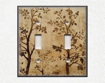 Tree Forest Rustic Wood Design - Metal Switch Plate Covers And Outlet Covers - Unique Light Switch Plate Covers - Decorative Wall Plates