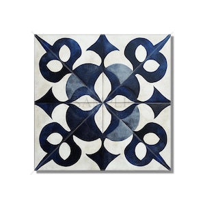 Dark Blue Ceramic Tile - Vintage Moroccan Tile Design - Navy Blue Kitchen Backsplash Tile - Blue Bathroom Wall Tile - Blue Fireplace Tile
