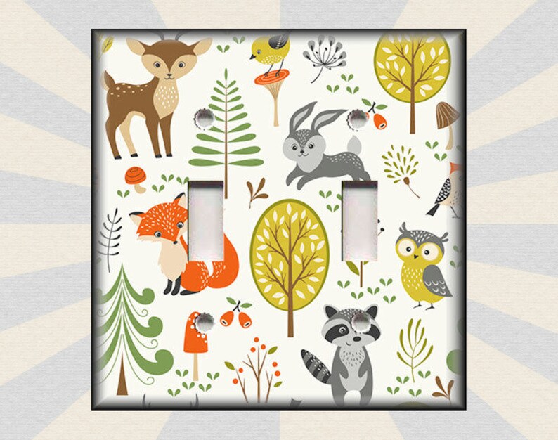 Woodland Animals Nursery Decor Kids Room Decor Metal Light Etsy