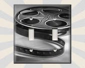 Vintage Film Reel Black And White Home Theater Decor Movies - Metal Light Switch Plate Cover - Switch Plates And Outlet Covers Free Shipping