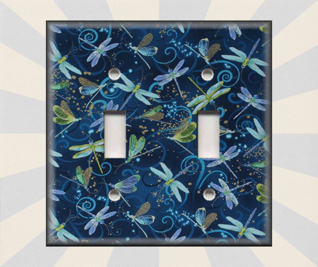 Navy Blue Dragonfly Metal Light Switch Cover Dark Blue Light Switch