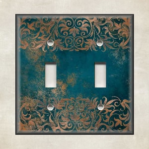 Aged Copper Patina With Teal Home Decor - Metal Light Switch Cover ...
