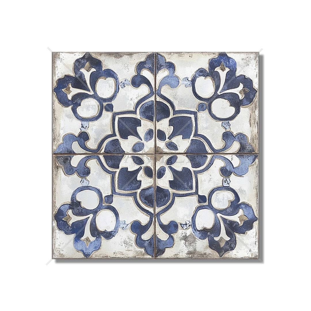 Blue Gray Ceramic Tile - Vintage Moroccan Tile Design - Kitchen ...
