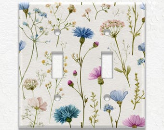 Botanical Floral Design Metal Light Switch Covers, Outlet Covers, Decorative Switch Plates , Floral Design Wall Plates, Botanical Home Decor