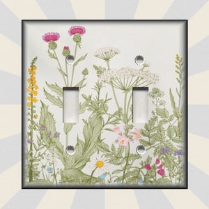 Botanical Flora Wildflowers Art Decor - Metal Light Switch Plates And Outlet Covers - Free Shipping Luna Gallery Designs