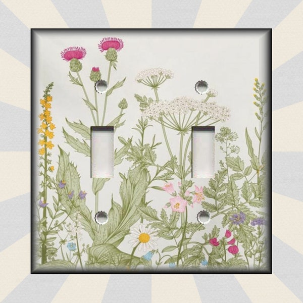Botanical Flora Wildflowers Art Decor - Metal Light Switch Plates And Outlet Covers - Home Decor  Luna Gallery Designs