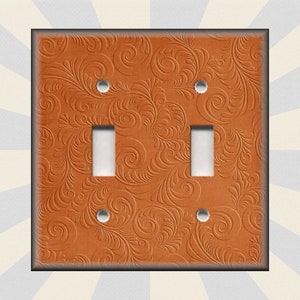 Metal Light Switch Covers - Flourish Swirl Home Decor - Orange Rust Home Decor - Switch Plates And Outlet Covers - Luna Gallery Designs