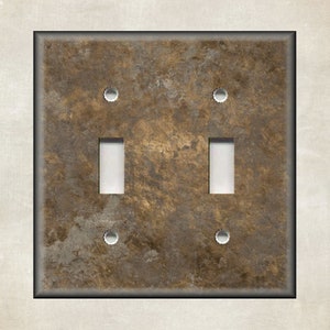 Metal Switch Plate Covers - Image Of Aged Copper Rustic Patina Design - Rustic Decor- Switch Plate Covers Outlet Covers - Free Shipping