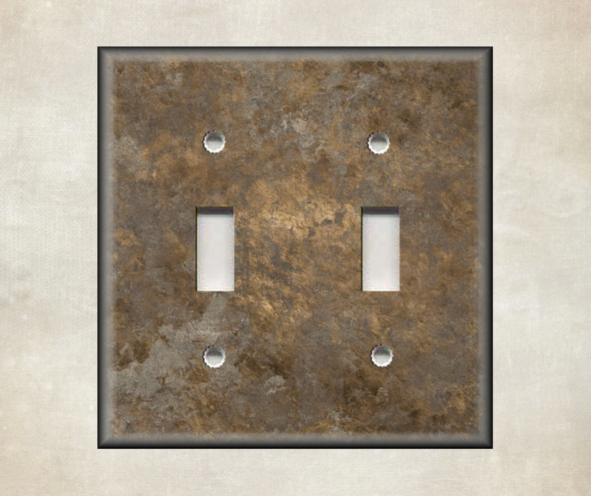 Metal Switch Plate Covers - Image Of Aged Copper Rustic Patina Design - Rustic Decor- Switch Plate Covers Outlet Covers - Home Decor