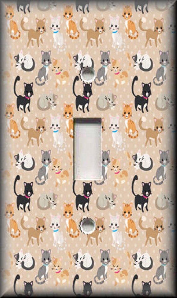 Metal Light Switch Plate Cover Kitty Cat Faces Cat Home Decor Cat Home Decor 