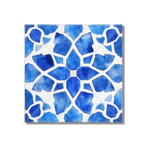Lapis Blue Ceramic Tile - Vintage Moroccan Tile Design Blue Kitchen Backsplash Tile - Blue Bathroom Wall Tile Decorative Blue Fireplace Tile