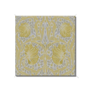 Vintage Art Nouveau William Morris Pimpernel Yellow And Gray Ceramic Tile Kitchen Backsplash Tile - Floral Ceramic Bathroom Wall Tiles