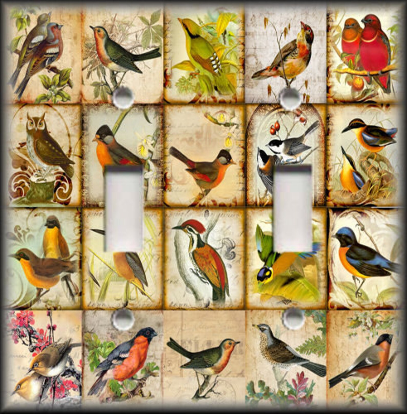Metal Light Switch Plate Cover Vintage Birds Home Decor Etsy