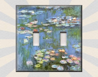 Monet Art Water Lillie's Monet Decor Floral Monet Art Decor - Metal Light Switch Plate Cover - Switch Plates Outlet Covers Free Shipping