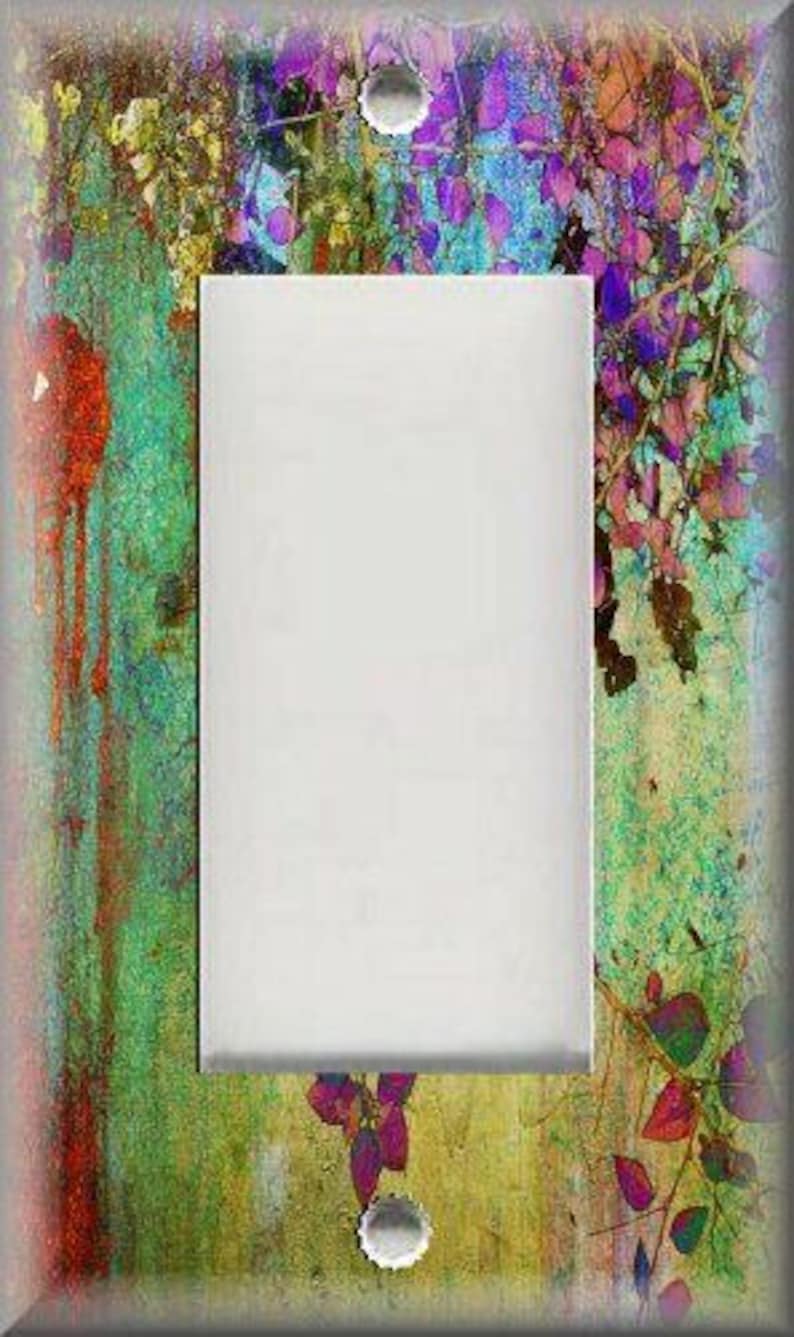 Abstract Art Home Decor Modern Home Decor Flora Metal Light Switch Plate Cover Wallplates Outlets Rocker Triple Double Free Shipping GFI/Rocker - 5