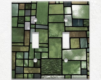 Stained Glass Art Nouveau Design Home Decor - Metal Light Switch & Outlet Covers - Switch Plates Outlet Covers GCFI Rockers - Home Decor