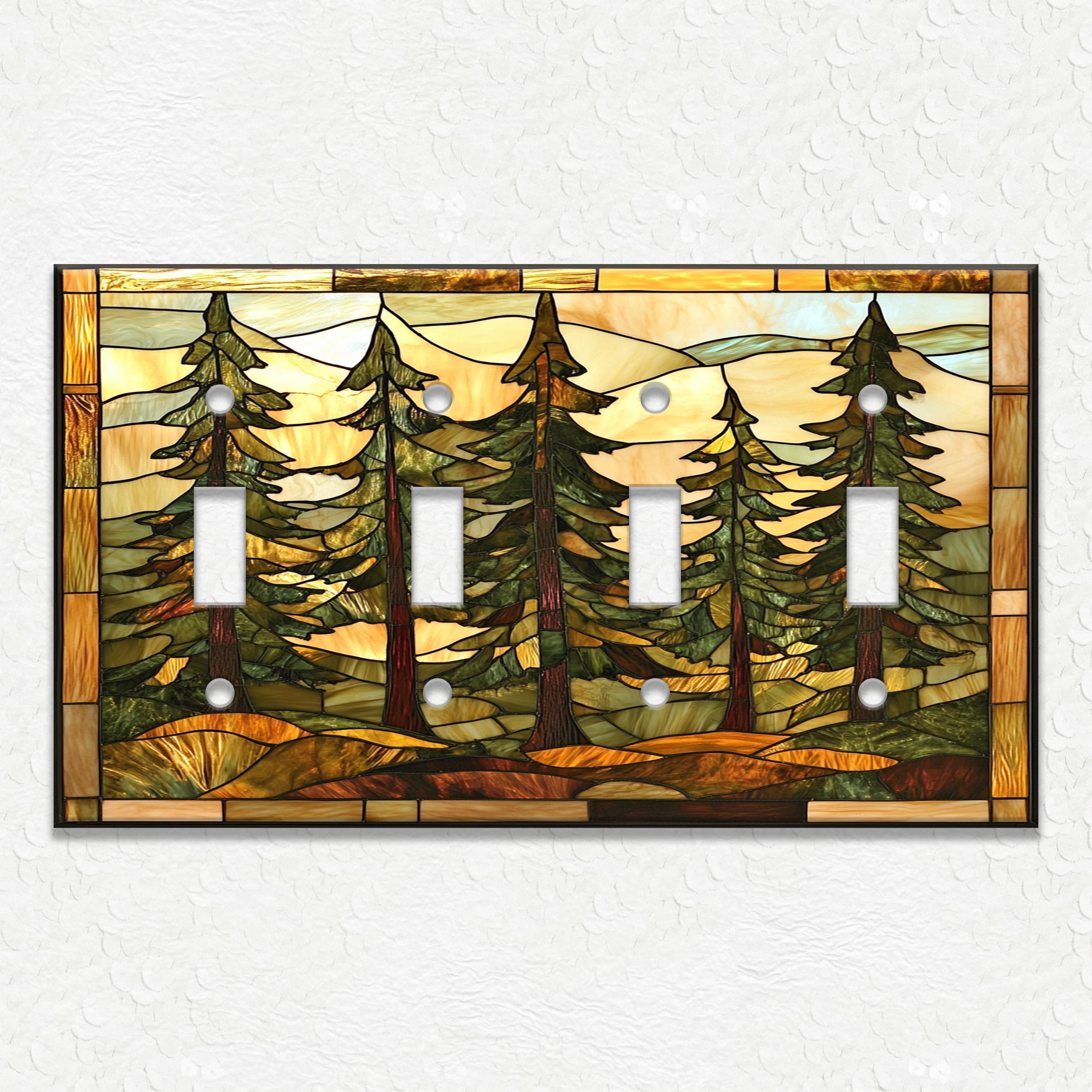 Decorative Switch Plate Covers Stained Glass Pine Tree Design ...