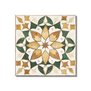 Green Tan Beige Ceramic Tile - Vintage Moroccan Tile Design - Kitchen Backsplash Tile - Bathroom Wall Tile - Decorative Patterned Tile