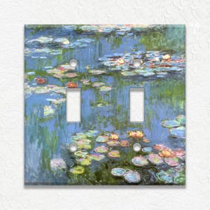 Monet Art Water Lillie's Monet Decor Floral Monet Art Decor - Metal Light Switch Plate Cover - Switch Plates Outlet Covers Home Decor