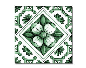 Green Flower Ceramic Tile - Flower Design Ceramic Tile Kitchen Backsplash Tile Patterned Ceramic - Green Flower Bathroom Wall Tiles