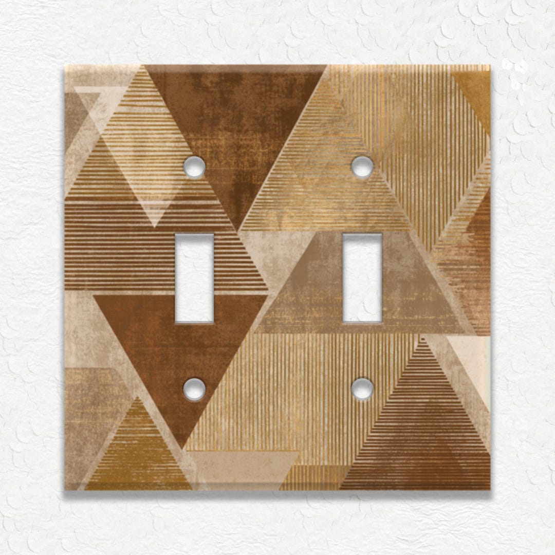 Tan Abstract Art Geometric Design Metal Light Switch Covers and Outlet ...