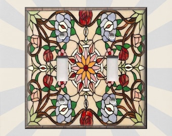 Art Nouveau Decor Stained Glass Pattern Home Decor - Metal Light Switch Plate Cover - Light Switch & Outlet Covers - Free Shipping