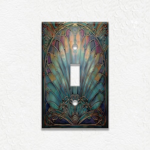 Antique Shell Design Vintage Art Nouveau Design Metal Light Switch Plate Covers And Outlet Covers - Home Decor - Art Nouveau Home Decor Single Toggle