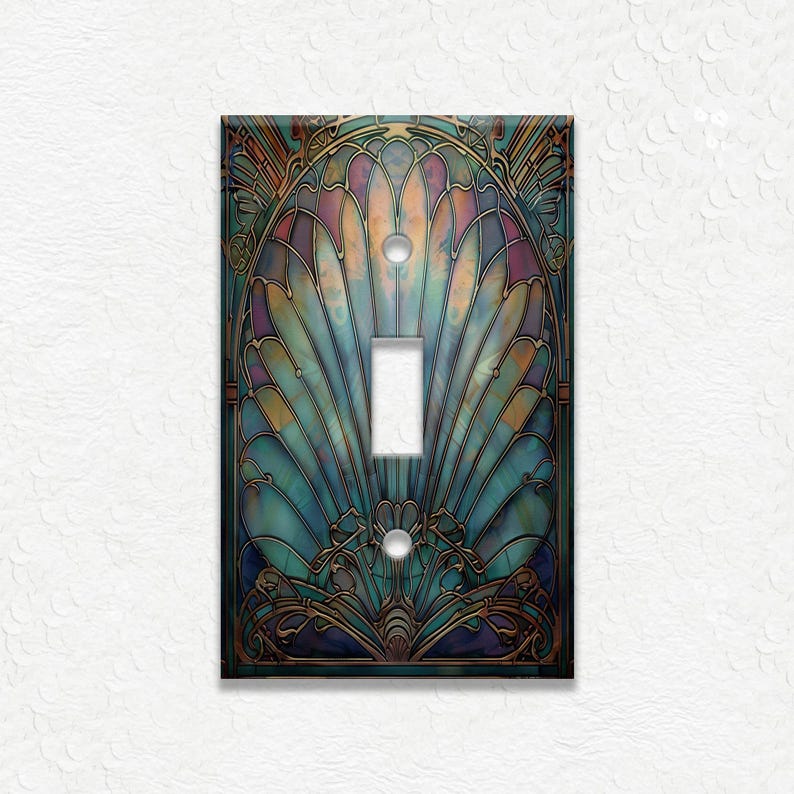 Antique Shell Design Vintage Art Nouveau Design Metal Light Switch Plate Covers And Outlet Covers - Home Decor - Art Nouveau Home Decor Single Toggle