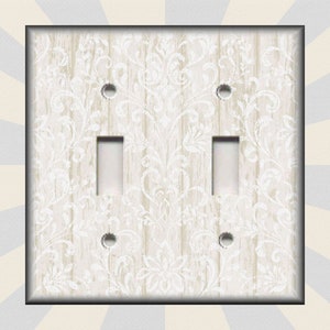 Shabby Chic Decor White Wood Damask Home Decor - Metal Light Switch Cover - Switch Plates And Outlet Covers - Free Shipping