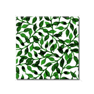 Green Leaves Ceramic Tile - Leaf Design Tile - Kitchen Backsplash Tile - Bathroom Wall Tile - Patterned Ceramic Tile Free Shipping