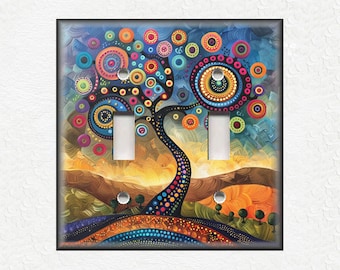 Funky Tree Art Design Metal Light Switch Plate Covers And Outlet Covers - Decorative Switch Plate Covers - Funky Tree Home Decor