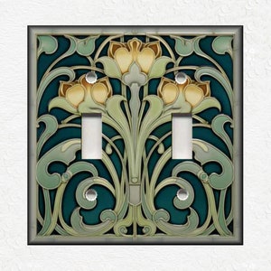 Vintage Art Nouveau Metal Light Switch Plate - Floral Vintage Art Nouveau Decor - Metal Switch Plate Covers And Outlet Covers