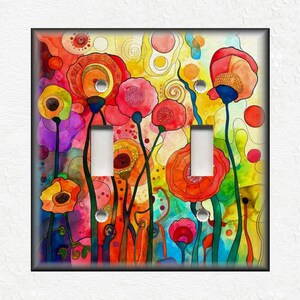 Fun Bright Poppy Flowers Switch Plate Covers And Outlet Covers - Unique Switch Plate Covers And Outlet Covers Dopamine Decor - Free Shipping