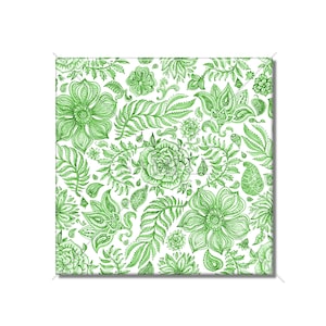 Lotus Flower Green And White Ceramic Tile - Bathroom Wall Tile - Decorative Kitchen Backsplash Tile - Floral Ceramic Tile - Free Shipping