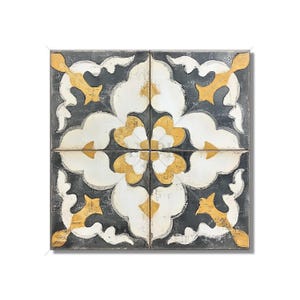 Antique Beige And Gold Patterned Ceramic Tile - Kitchen Backsplash - Beige Patterned Bathroom Tile - Vintage Design Beige Fireplace Tiles