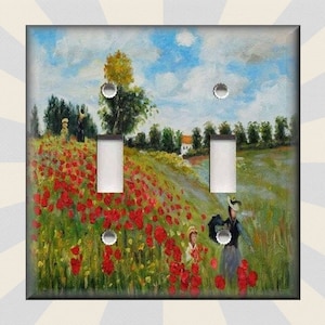 Monet Art Poppy Flowers Switch Plate Cover - Metal Light Switch Plate Cover - Monet Switch Plates Outlet Covers - Home Decor