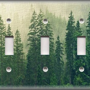 Tree Forest Decor Pine Tree Rustic Decor - Nature Forest Trees Metal Light Switch & Outlet Covers - Home Decor Triple Toggle