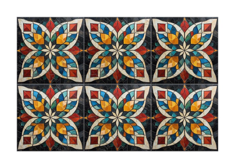 Vintage Moroccan Multi Colored Ceramic Tile - Bright Colors Kitchen ...